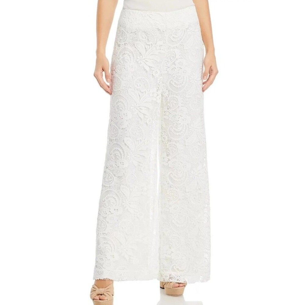 Kobi Halperin Women's Size 16 Kat Pants White Floral Lace Wide Leg